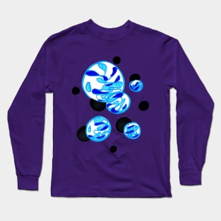 Blue Abstract Bubbles Long Sleeve T-Shirt